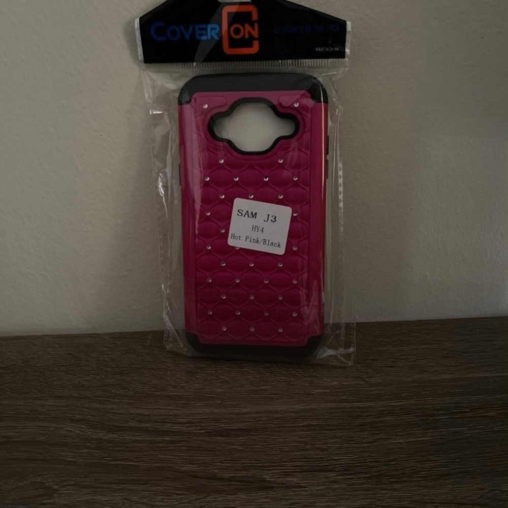Hot Pink and Black Samsung J3 Case